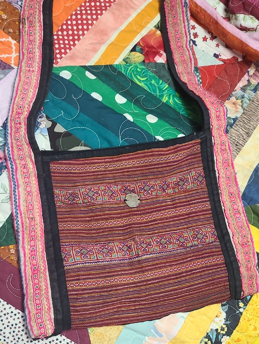 Colorful Handwoven Boho Bag With Zipper